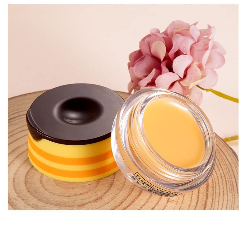 2 Pcs Lip Balm Honey Pot,Honey Propolis Lip Mask Hydrating & Prevention Dry and Cracked Lip Scrubs Exfoliator