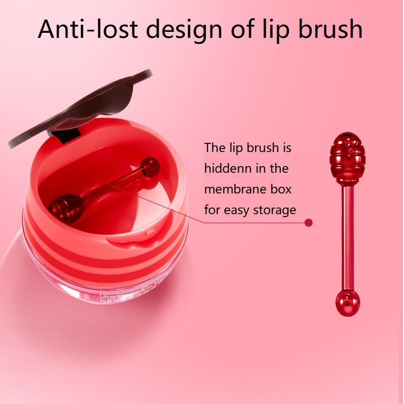 2 Pcs Lip Balm Honey Pot, Honey & Strawberry Moisturizing Lip Mask Reduces Lip Lines, Prevention Dry and Cracked Lip Scrubs Exfoliator. (Honey & Strawberry)