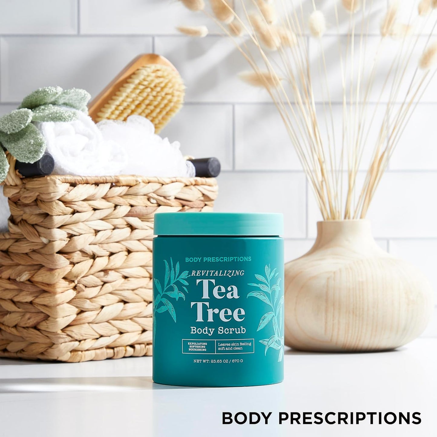 Body Prescriptions Exfoliating Body Scrub – Body Cleanser for Nourished, Ultra-Smooth Skin, Tea Tree