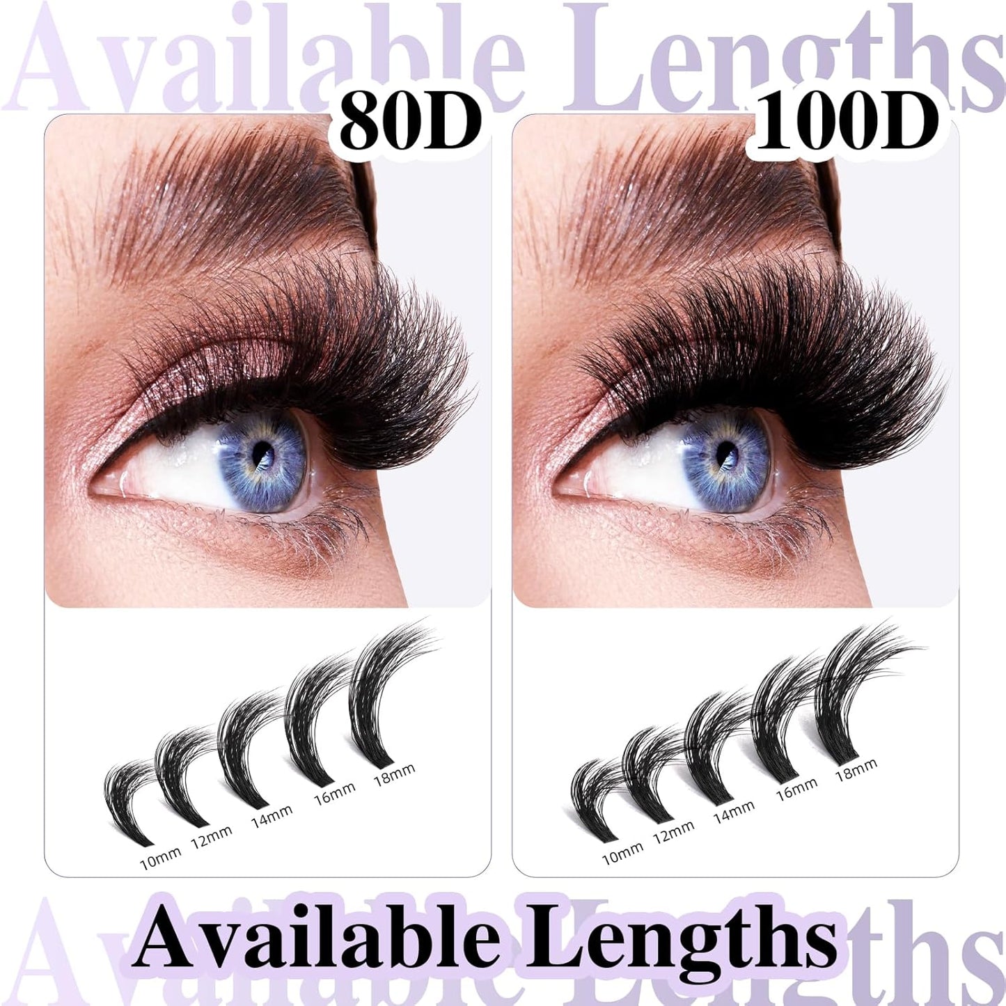 B&Qaugen Lash Clusters Kit 216PCS Lash Extension Kit 3D Eyelash Extension Kit 80D+100D 10-18 Mixed Wispy DIY Lash Extension Kit Voluem Thick Waterproof Lash Clusters Kit(80D+100D-D-10-18MIX)