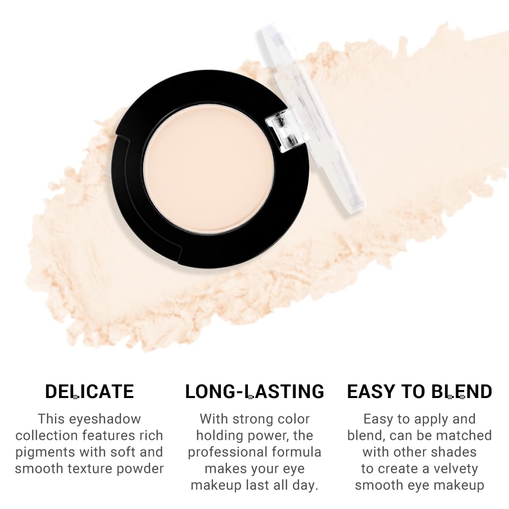 Single Matte Eyeshadow Makeup Palette, Neutral Beige Nude Eyeshadows Singles, Monochrome Eye Shadow Palette Makeup for Women, de sombras de ojos, Highly Pigmented Daily Evening Girls Eyeshadow