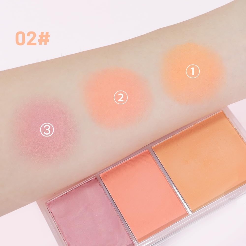 3 IN 1 Brown Nude Face Highlight Bronzer Powder Palette for Face Cheeks Contour Brightening, Buildable Matte Coverage Natural Makeup,Ultra Sculpt Nose Shadow Eyeshadow Primer-Orange
