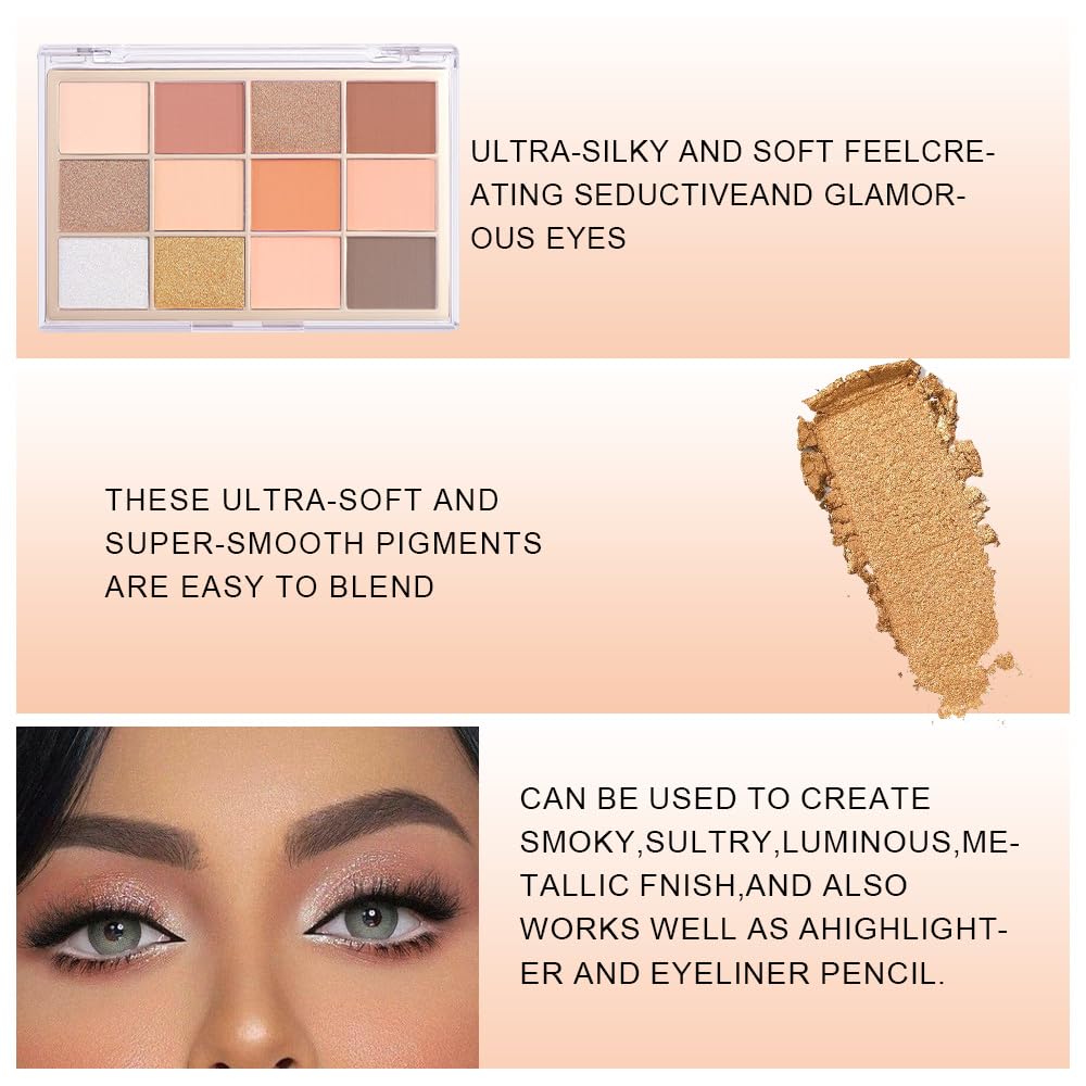 Nude Brown Maroon Bronze Eyeshadow Palette,Natural Neutral Soft Small Cream Eyeshadow Palette,Eye Shadow Palette Long Lasting Naturing-Looking Make Up Pallets for Women,Vegan