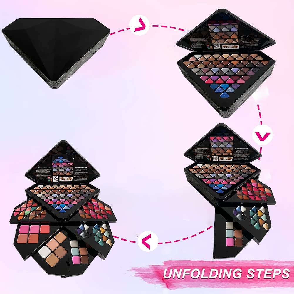 130 Color All In One Makeup Gift Set for Women Professional Makeup Kit Include 80 Eyeshadow, 20 Lipstick,15 Eyebrow Gel,5 Blusher,5 Contour & 5 Conclealer Makeup Palette Kit