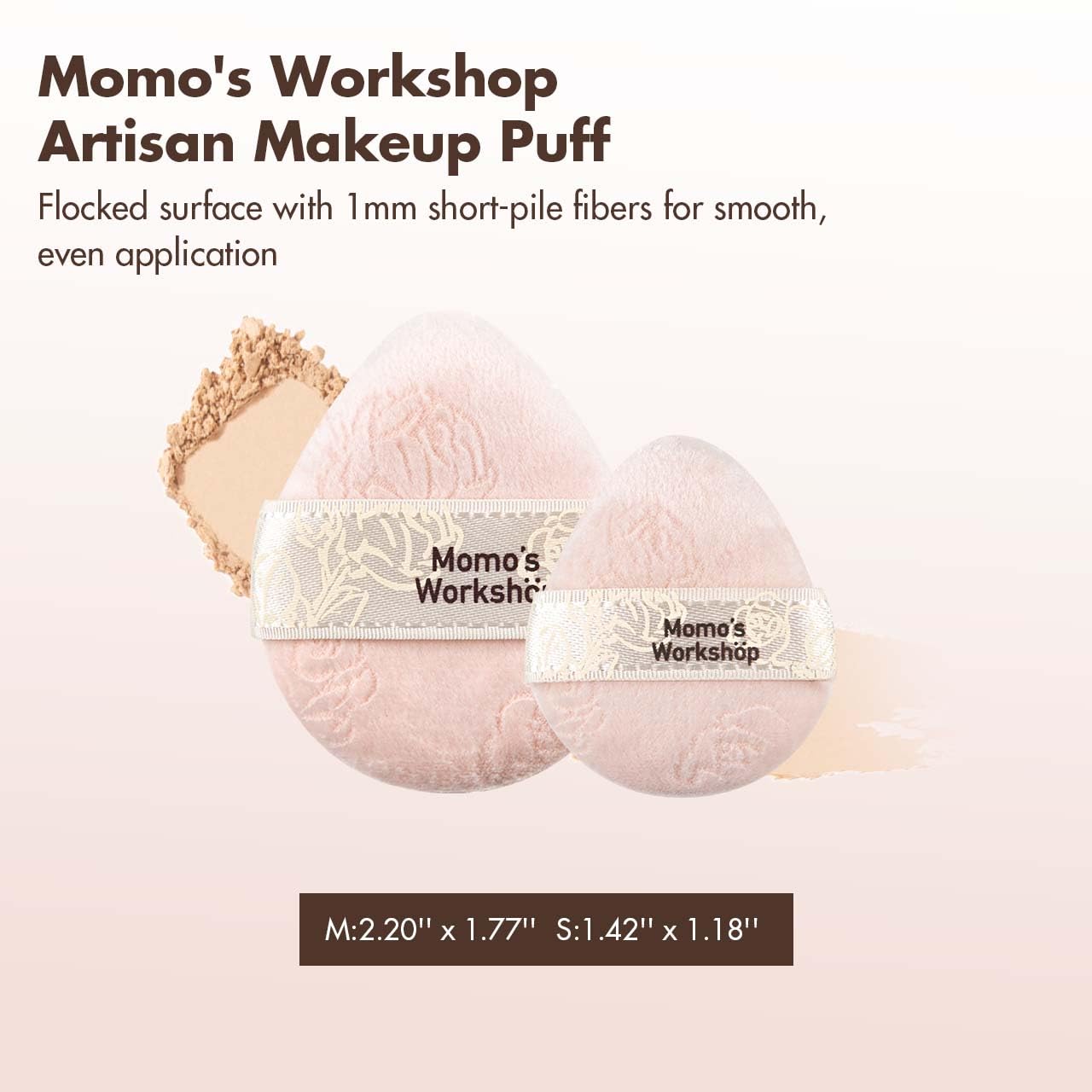 Pink Velvet Powder Puffs, Laser-Cut Rose Design, Dual-Sided, Travel Size & Wide M Size for Pressed Powder, Blush & Contour,5pcs Plush Puffs & Storage Case