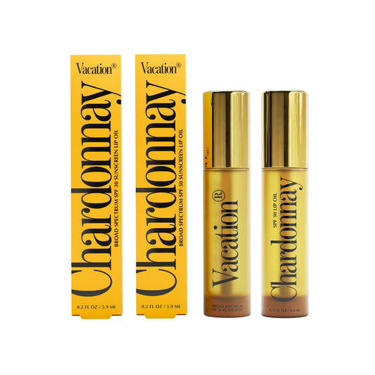 Vacation Chardonnay Lip Oil SPF 30, Sunscreen for Lips, Hydrating Lip Oil, Caramel Vanilla Flavored Lip Gloss, Non-Sticky Lip Balm with SPF 30, Vegan, 0.2 Fl. Oz. (Pack of 2)