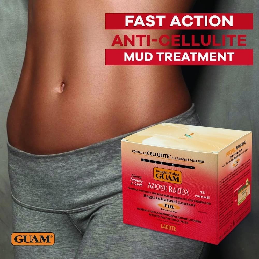 GUAM Anti Cellulite Seaweed Mud Infrared Body Wrap, FAST ACTION Hot Mud Body Mask with Tourmaline FIR, Skin Tightening Lipo Wrap for Cellulite Remover