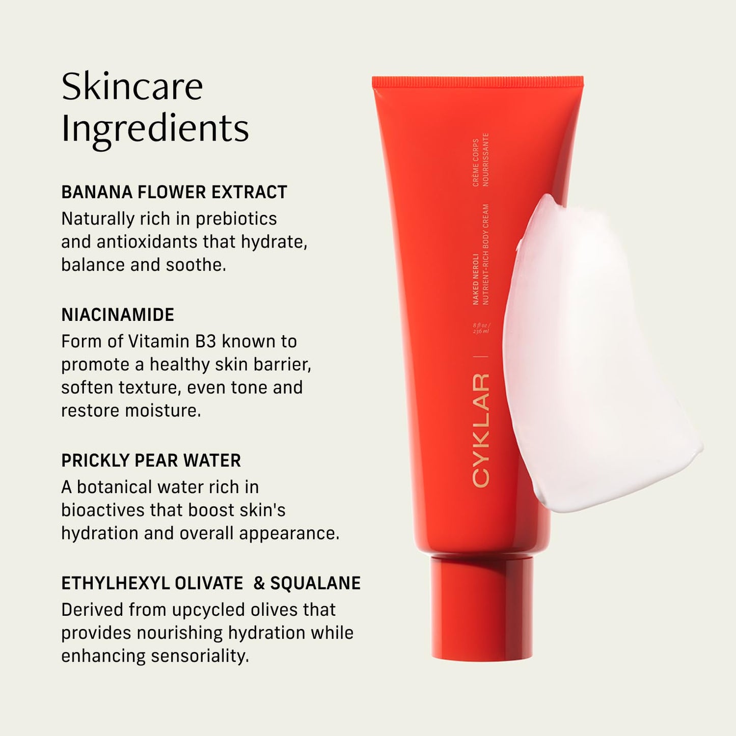 Nutrient Rich Body Cream. Naked Neroli Nourishing Moisturizer with Niacinamide and Banana Flower Extract. Deep Hydration, Thick Body Lotion, Dry Skin Cream for Women and Men, 8 Fl Oz