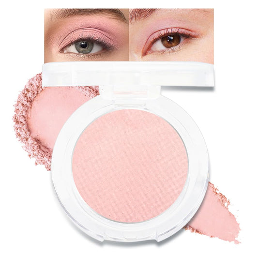 Single Mini Pressed Eyeshadow Makeup Palette, Nude Pink Sparkle Shimmer Glitter Monochrome Cream Eye shadows Palette Brightener Makeup for Older Women, Pigmented Waterproof 01#