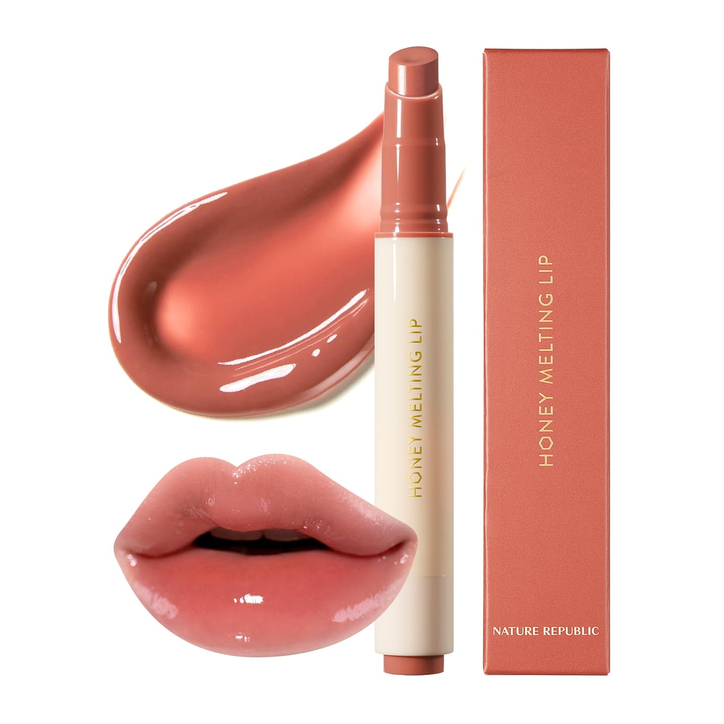 Nature Republic HONEY MELTING LIP (06 COCO) SOFT LIP STICK, Hydrating Gloss, Moisturizing balms, Sheer tint, Shine & Glowy Finish, korean make up