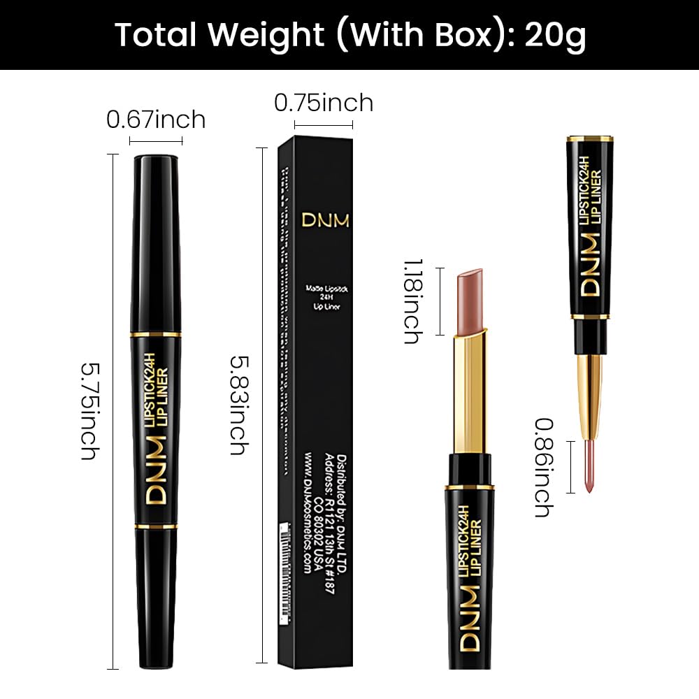 Kaely 2-in-1 Nude Brown Beige Velvet Matte Lip Liner & Lipstick Combo Set Kit for Women, Magic 24 Hours Lipstick and Lip Liner Makeup Set Stain Long Lasting Waterproof labial 48