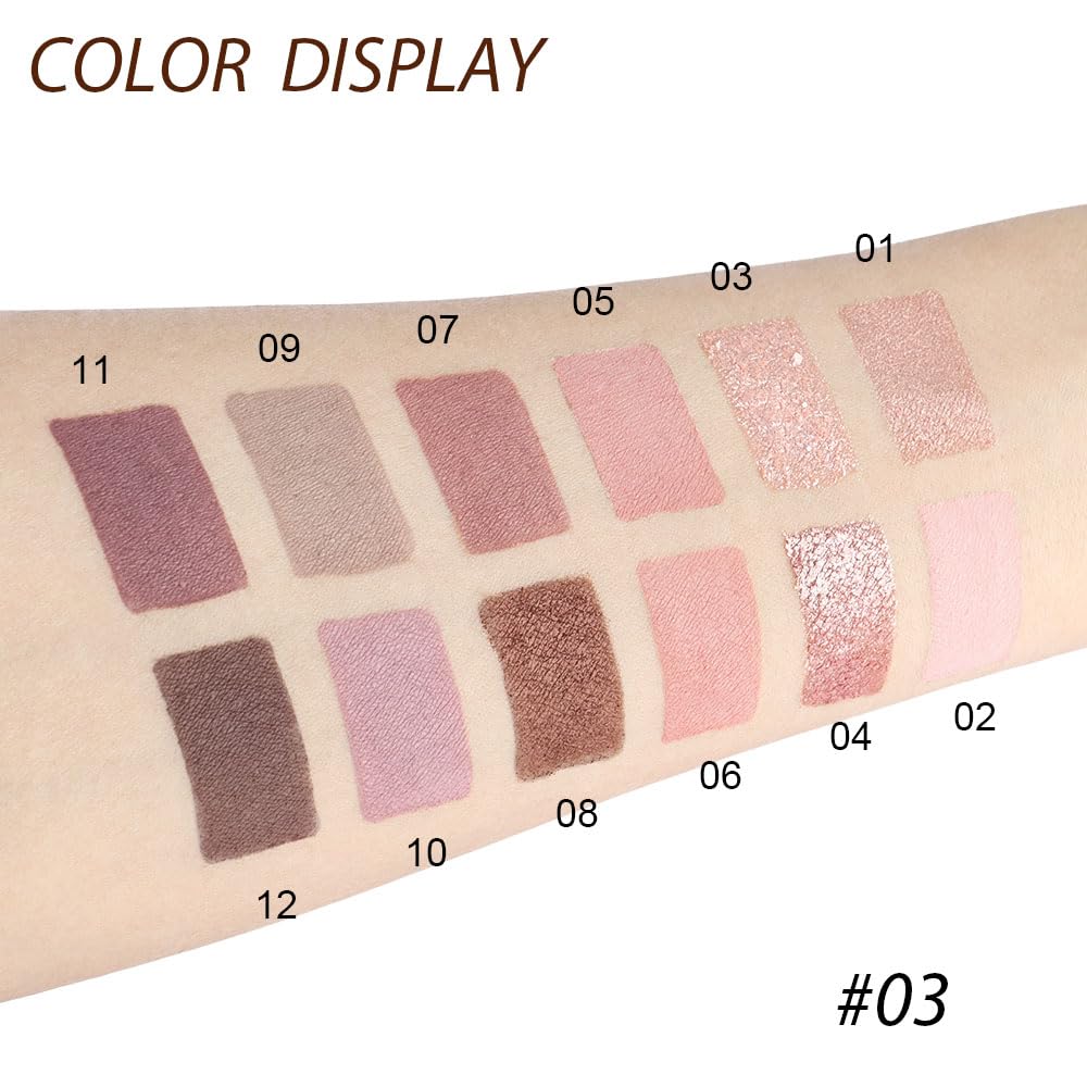 12 Girds Colorful Matte Shimmer Eyeshadow Palette for Eye Makeup,High Pigmented Eye Shadow Primers Powder Palet de sombras de ojos 12-C