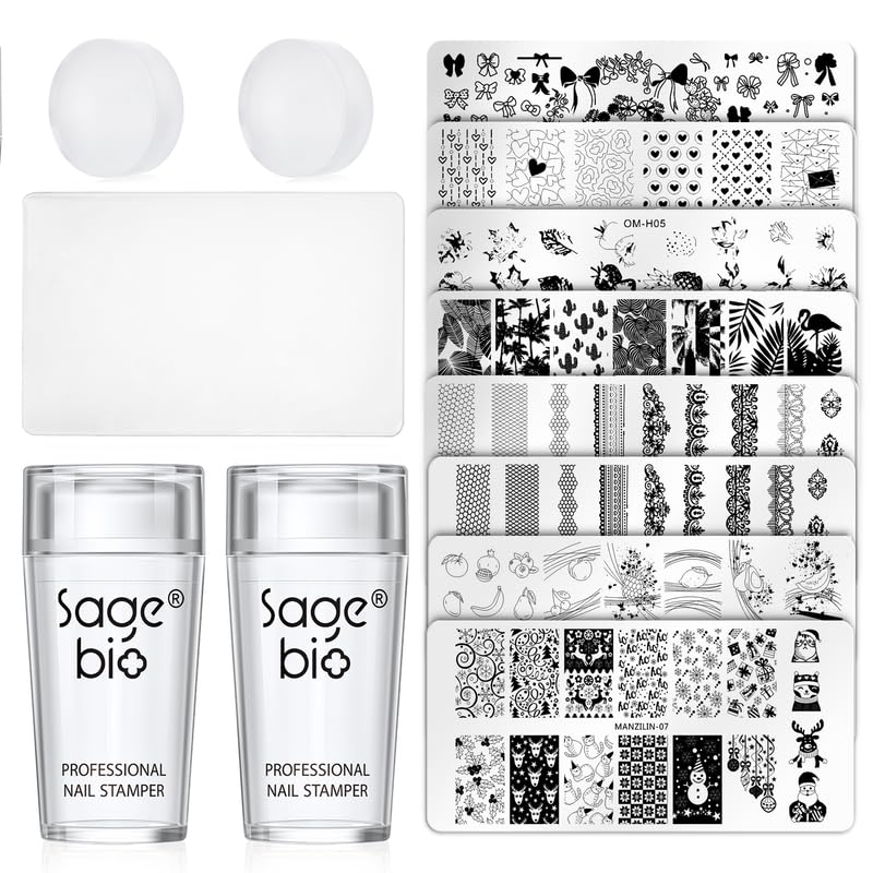 14PCS Nail Art Stamper Clear Silicone Nails Stamping Jelly with Scraper Transparent Visible Body DIY Manicure Nail Art Tool P