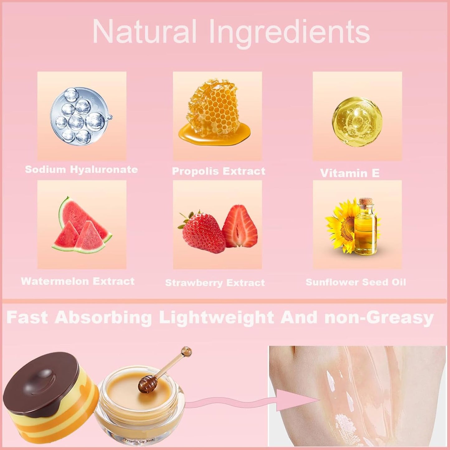 4 PCS Bee Lip Balm Honey Pot, Honey Strawberry Cherry Coconut Sleeping Lip Mask Overnight with Sticks, Exfoliating Prevention Dry and Crack Lip Scrubs