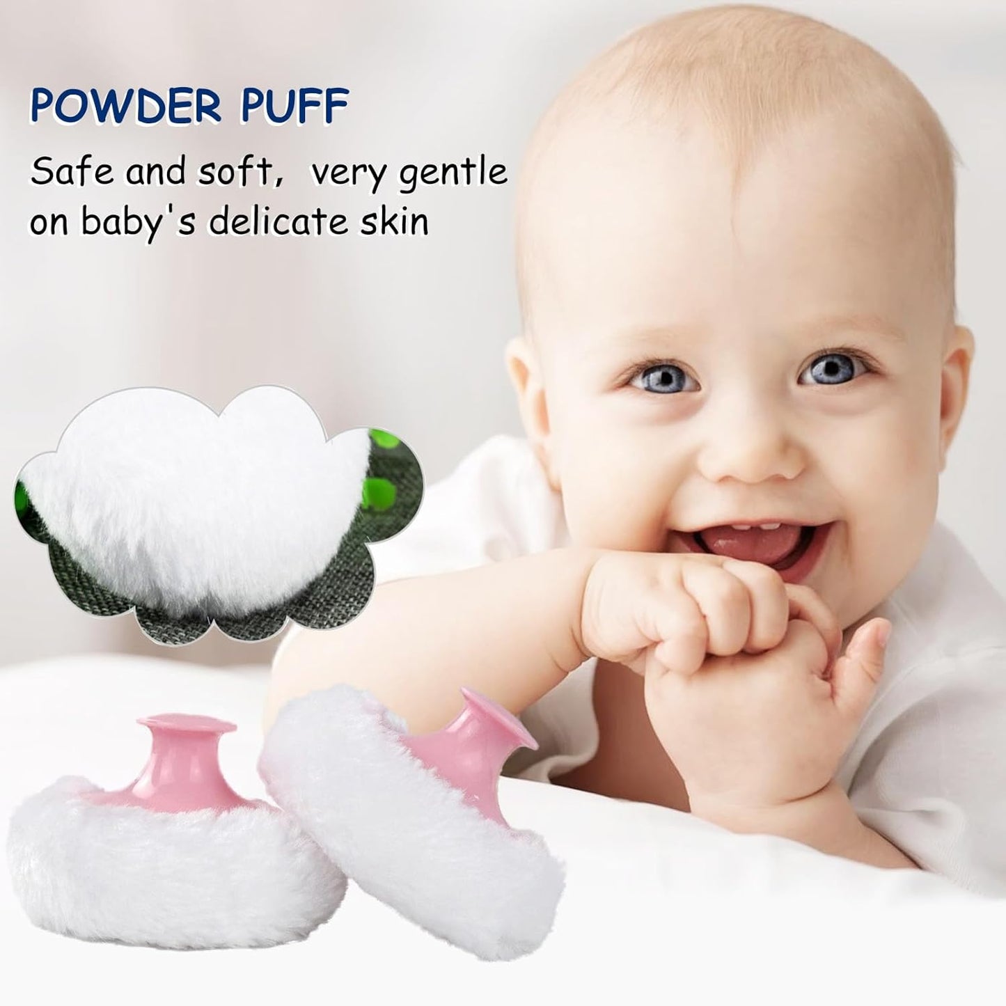 Body Powder Puff and Container for Dusting Powder, Women Powder Puff and Powder Case for Bath and Travel (Crane Red)