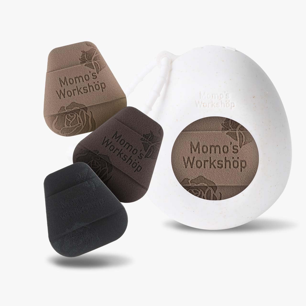 Mini Trapezoidal Makeup Sponge Set,Dual-Use Mini Rubycell Sponge for Foundation/Concealer/Blush,Soft, Even Application for Liquid & Cream Products,3pcs Mini Concealer Puffs & Storage Case