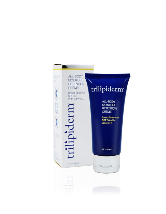 Trilipiderm All-Body Moisture Retention Crème with SPF 30, Vitamin D - 3oz Travel Size Sunscreen