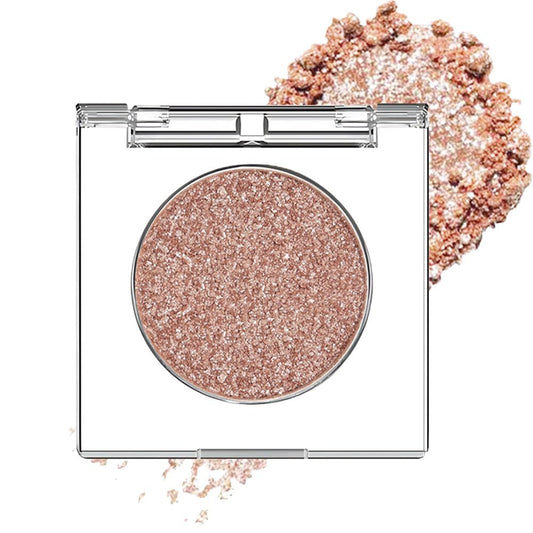 Champagne Rose Gold Monochrome Shimmer Eyeshadow Palette Makeup,Long Lasting Naturing-Looking Lightweight Glitter Single Eyeshadow,Neutral Powde Eye Shadow for Older Women