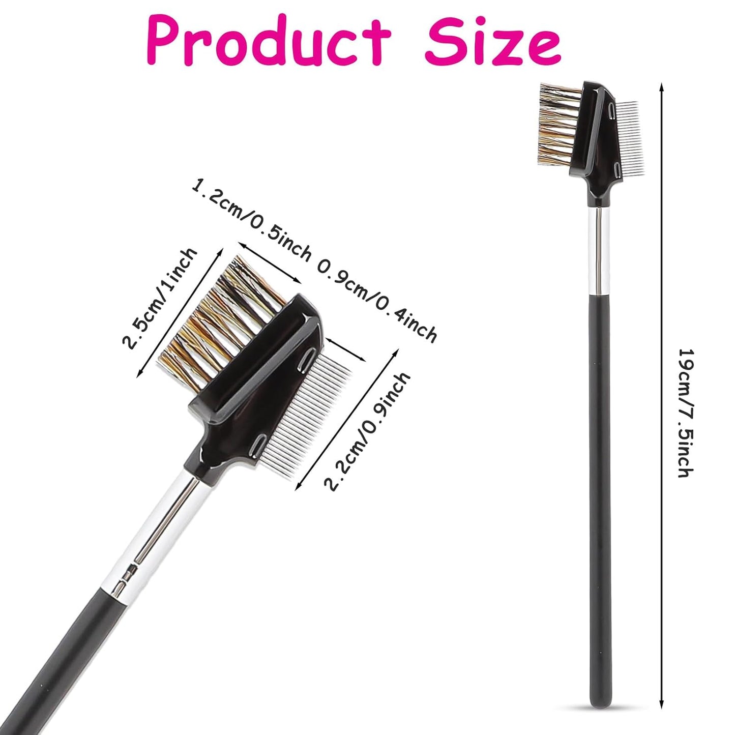 1 Pcs Eyebrow Brush, Metal Eyelash Comb, Resuable Dual Eyebrow Comb, Eye Brow Makeup Brush Eye Lash Comb for Eyelashes Extension (Bristles)
