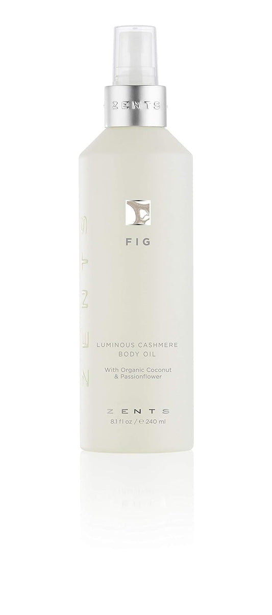 Zents Luminous Cashmere Body Oil (Fig Fragrance) | Moisturizing Body Oil with Vitamin E & Organic Coconut Oil | Softens & Smooths Skin | 8 fl oz
