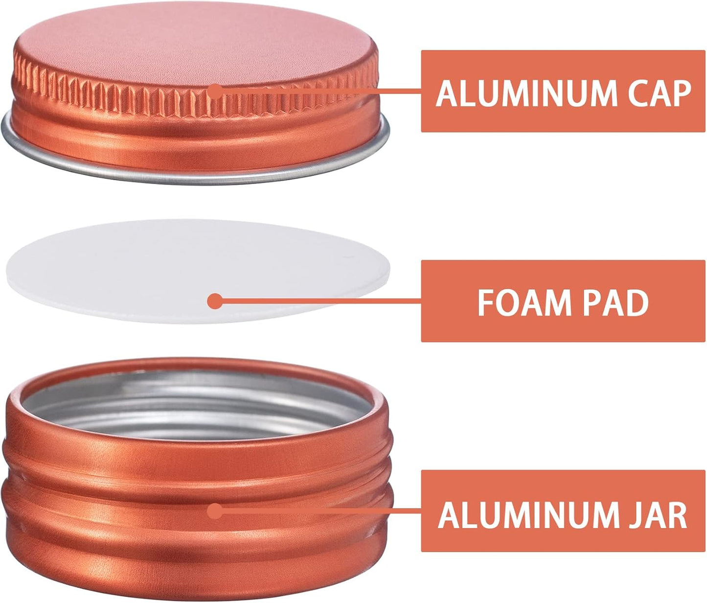 0.5 oz Screw Top Aluminum Tin Jar with Screw Lid and Blank Labels (Orange - Pack of 32)