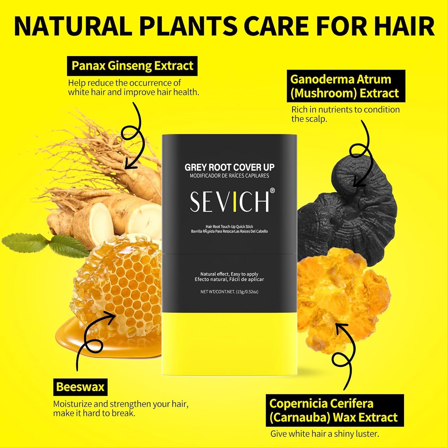 SEVICH Touch Up Comb 2 in 1 Korean, Instant Hair Root Touch-Up Stick | Dual-Sided Design For Natural Gray Coverage, Long-Lasting Moisturizing Formula With Plant Extracts,15g Black