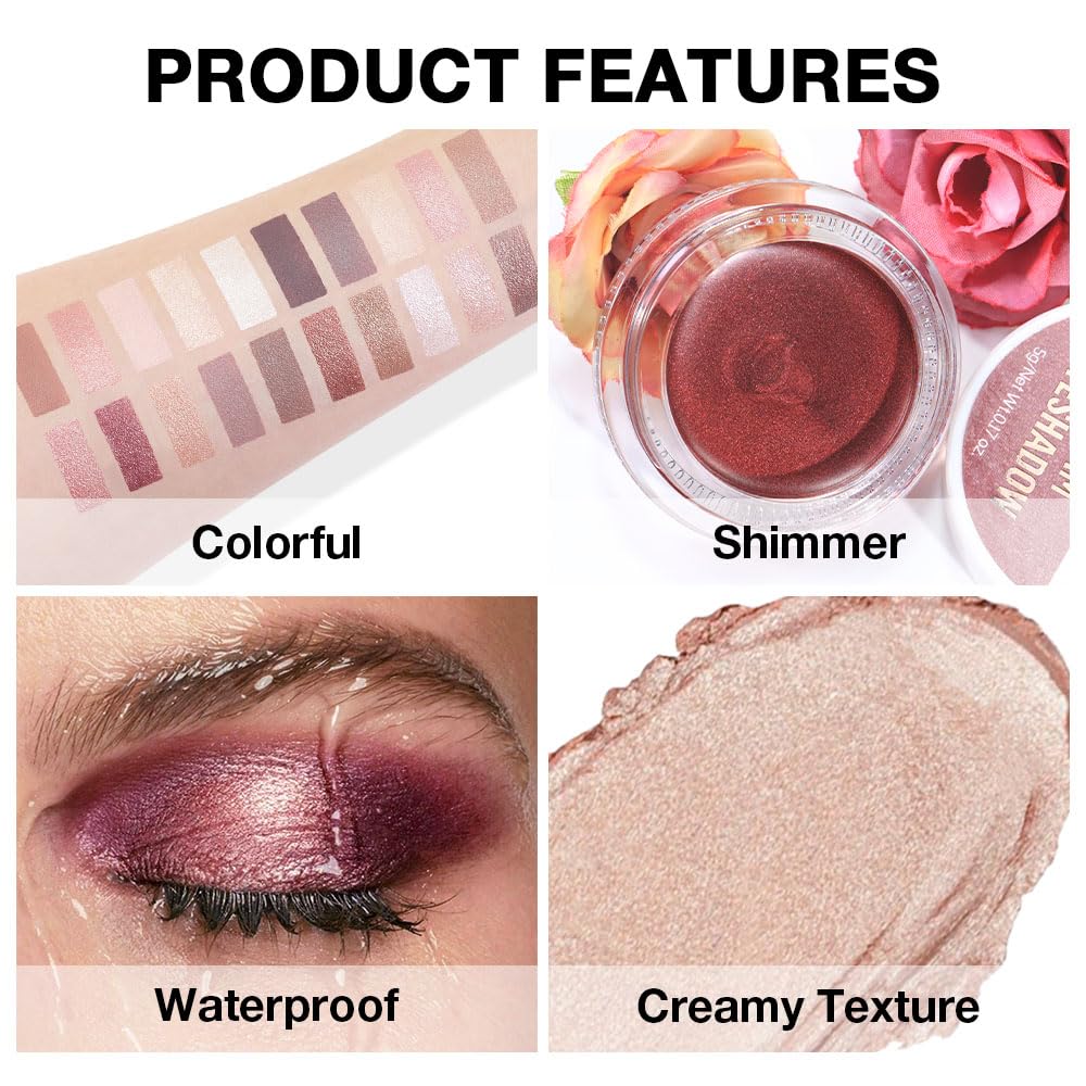 Kaely Single Cream Eyeshadow Pot, Sand Shimmer Eye Shadow for Older Women High Pigmented Waterproof, Natural Eyeshadow Palette Makeup Brightener, sombras en crema para ojos, Blendable, 25