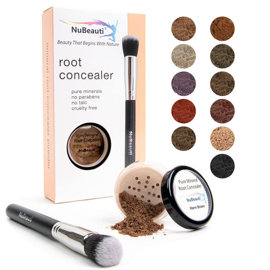 Root Touch Up Powder - Natural Hairline Concealer with 11 Shades - Free of Fragrance, Talc & Parabens (With Brush, Warm Brown)
