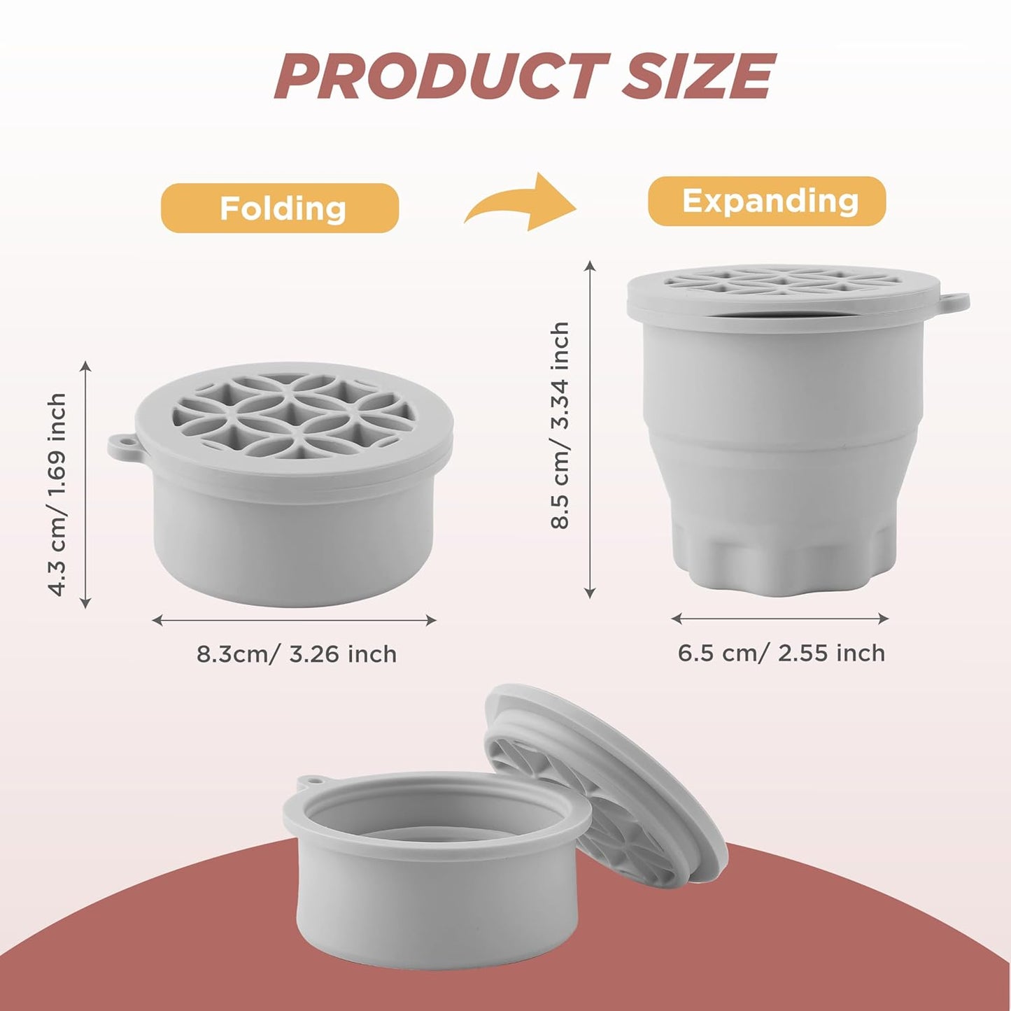 Makeup Brush Cleaner - Foldable Silicone Makeup Brush Cleaner Mat with Brush Storage Holder Makeup Brush Cleaning Bowl Cosmetic Brush Washing Tool for Cleaning Organizer and Drying (Grey)