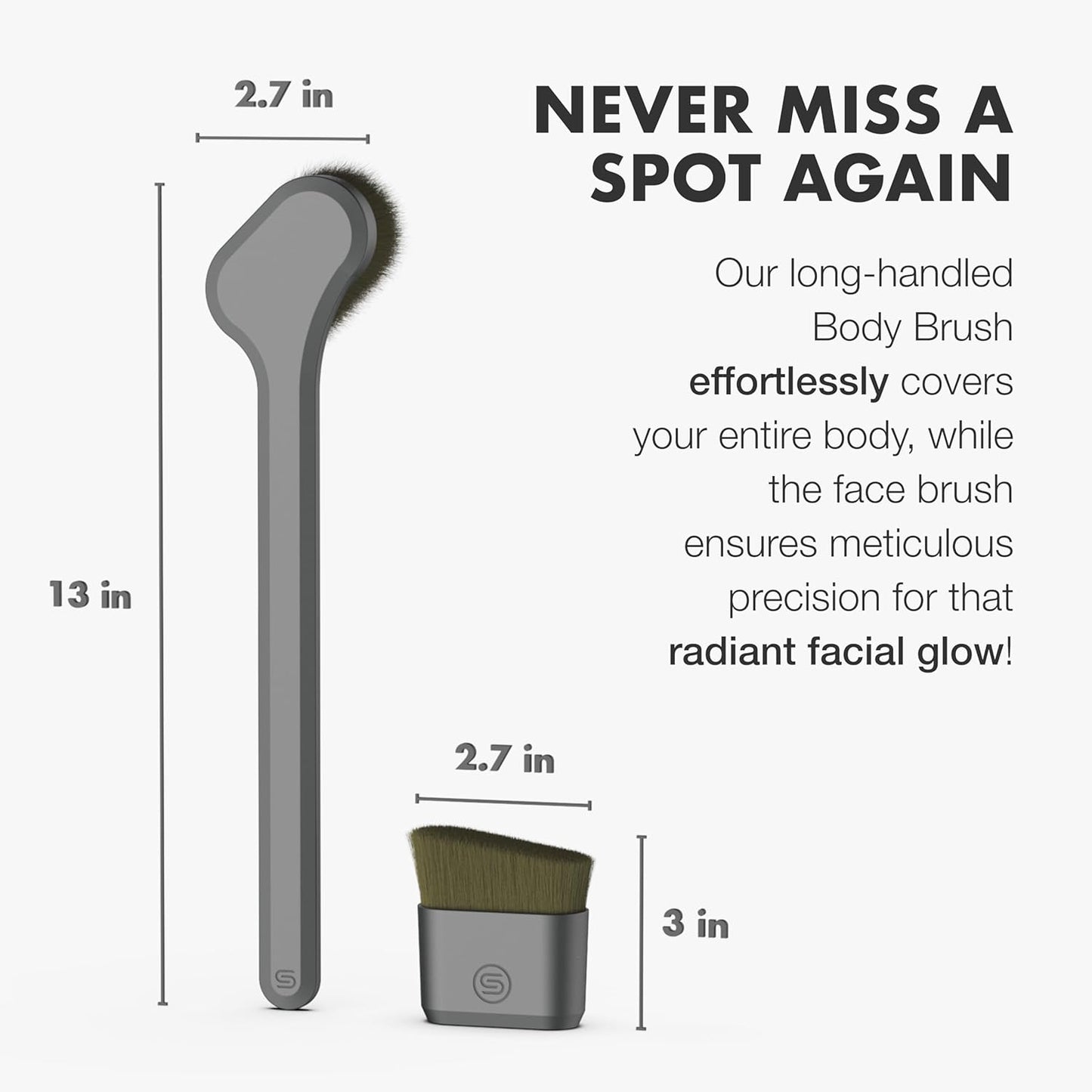 SONN Self Tanner Brushes - Body and Face Kabuki Brush Applicator for Fake Tan, Lotion, Makeup, and Sunscreen, Back Applicator for Sunless Tanner and cream (Body Brush)