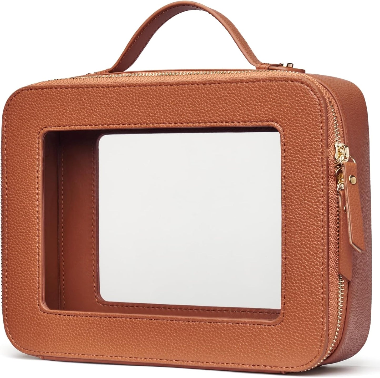 Popvibe Clear Makeup Bag Travel Cosmetic Case Transparent Toiletry Bag with Zipper, Portable Make Up Organizer Traveling Compact Car Bag for Essentials