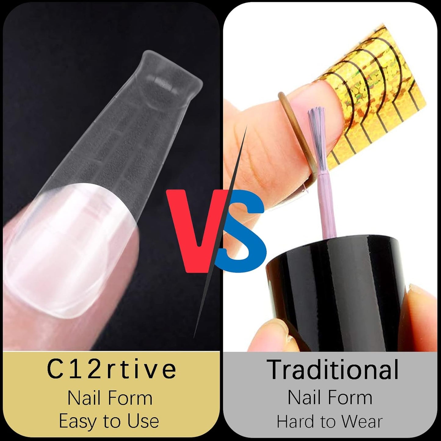 120Pcs Dual Nail Forms,T-Shape Extension Poly Nail Gel Nail Forms Full Cover Reusable Nail Molds 12 Sizes for Solid Nail Gel Glue Nail Art Design Salon&DIY