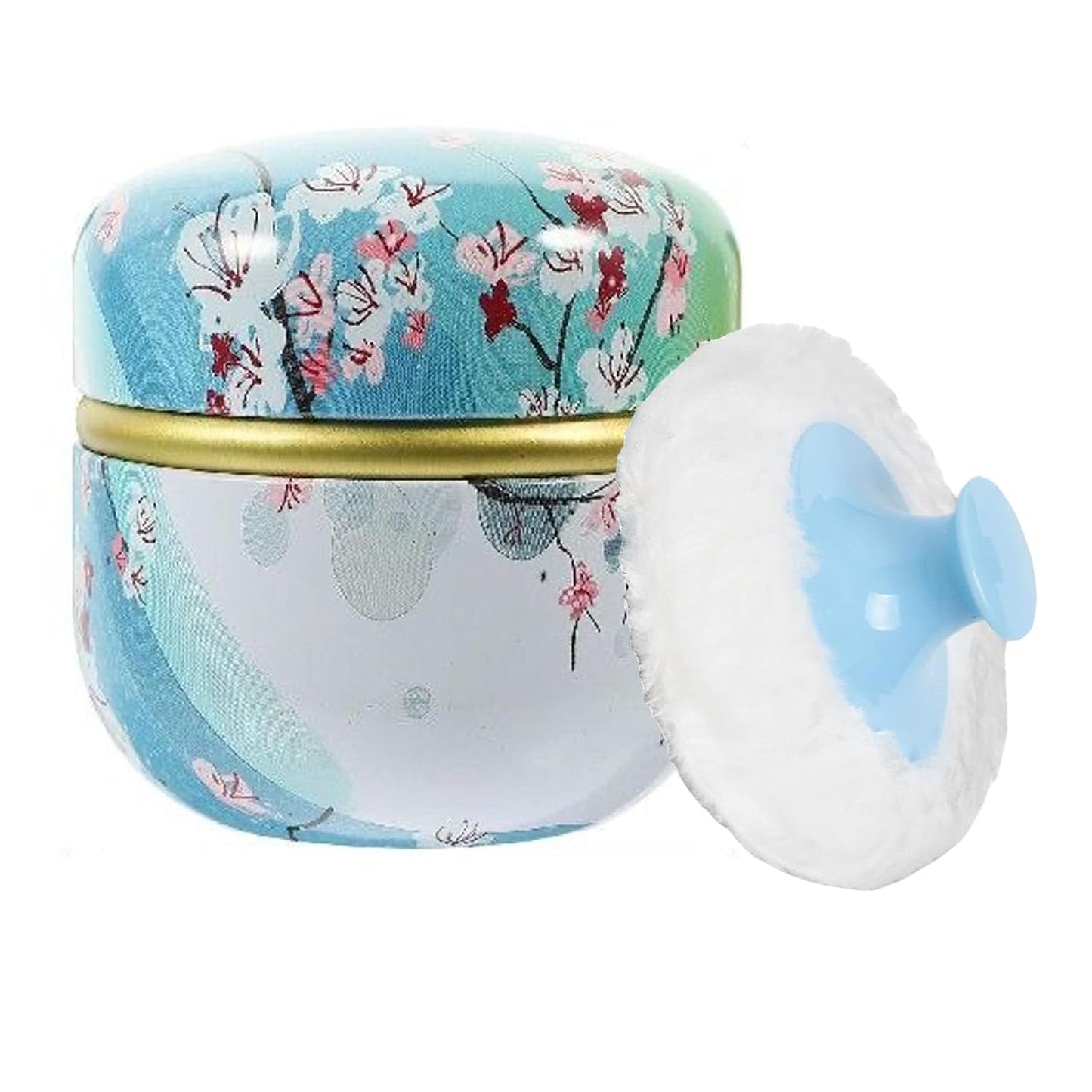 Body Powder Puff and Container, 3.35" Portable Dusting Powder Container with Soft Puff Loose Powder Case Box Jar with Lids for Baby Women Home and Travel Use