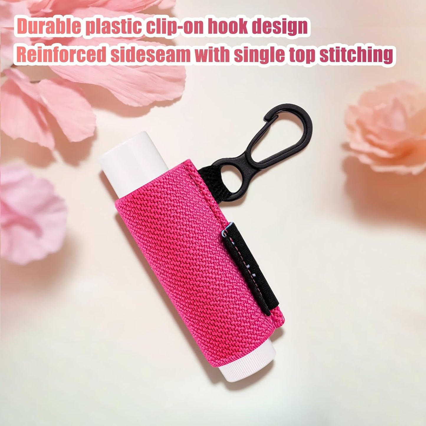 Lip Balm Keychain - Shinny Chapstick & Lipstick Holder - Tight Elastic Holder for Fat & Slim Lip Balms
