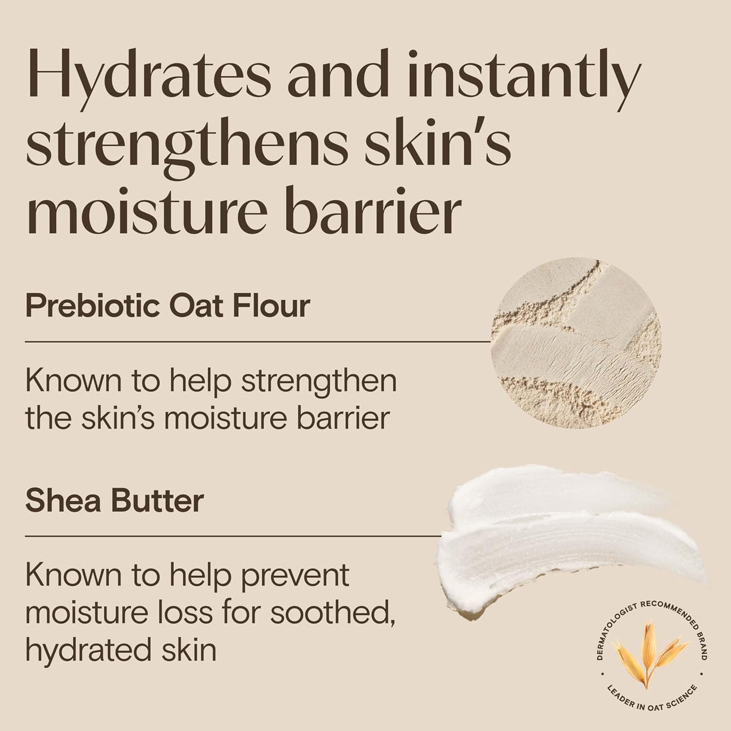 Aveeno Daily Moisturizing Cream with Prebiotic Oat & Shea Butter, Body, Face & Hand Cream for Normal to Dry, Sensitive Skin Hydrates for 48 Hours, Fragrance Free & Non-Comedogenic, 7.5 oz