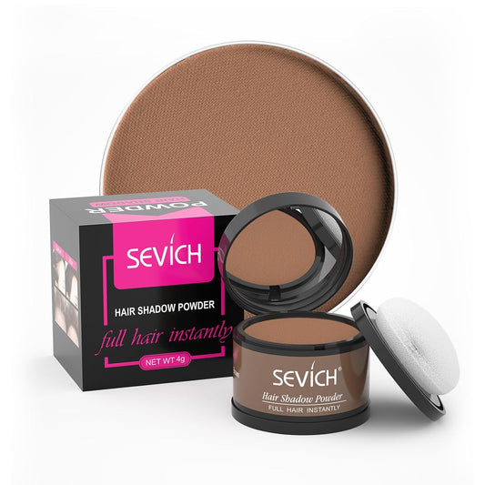 Instantly Hairline Shadow - SEVICH Powder for Grey Hair Root Touch Up, Thinning Hairline & Eyebrows/Beard Line, Windproof & Sweatproof, Brown