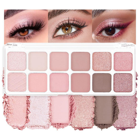 AMY'S DIARY 12Color Light Pink Purple Eyeshadow Palette, Long-Lasting, and Highly Pigmented. Elevate Your Eye Makeup– Unleash Your Unique Style (07#)