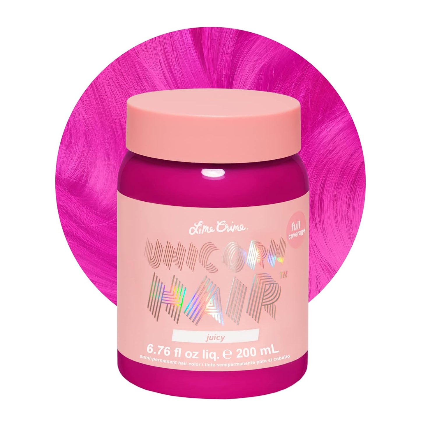Lime Crime Full Coverage Unicorn Hair Dye, Juicy - Damage-Free Semi-Permanent Hair Color Conditions & Moisturizes - Temporary Hair Tint Kit Has A Sugary Citrus Vanilla Scent - Vegan