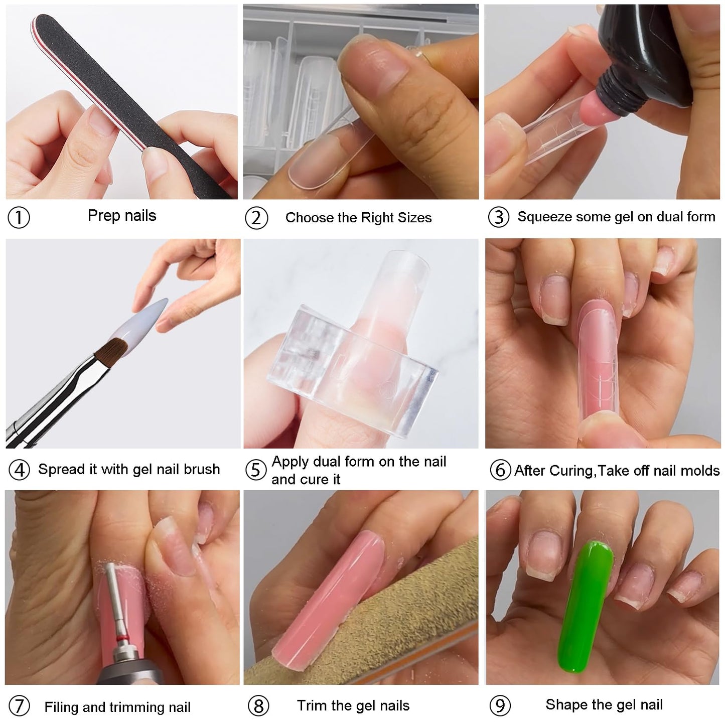 120Pcs Clear Dual Nail Forms,Long Ballet Extension Poly Nail Gel Nail Forms Full Cover Nail Molds 12 Sizes for Solid Nail Gel Glue Nail Art Design Salon&DIY(Extra Long Ballet)