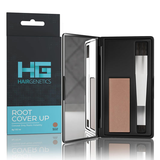 Root Touch Up Hair Color Root Cover Up with Double-Ended Brush for Hair Color for Gray Hair Coverage - Portable Hair Powder Solution for Quick Gray Coverage (Medium Brown, 6g)