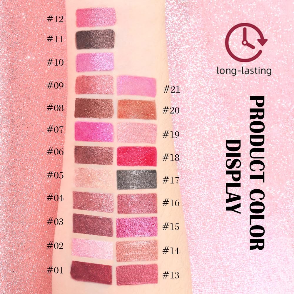 Kaely 2-in-1 Brown Metallic Lipstick and Lip Liner, Shimmer Liquid Metallic Lipsticks for Women, Glitter Lip Gloss Stain Long Lasting Waterproof Smudge Proof 24 Hour, Vegan Makeup, 08
