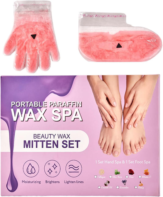 10-Minute Paraffin Hand & Foot Treatments, Self Contained Paraffin Wax Gloves and Booties Set for Intensive Hydration at Home (Rose)