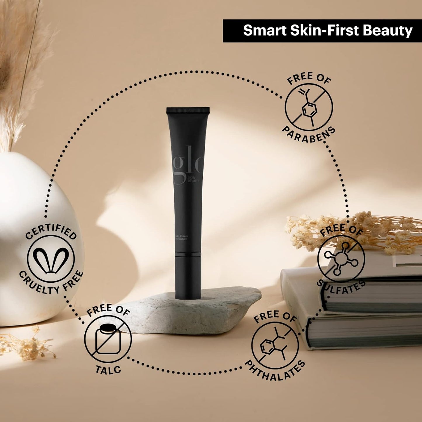 Glo Skin Beauty Satin Cream Foundation Makeup for Face, Beige Medium - Full Coverage, Semi Matte Finish, Conceal Blemishes & Even Skin Tone