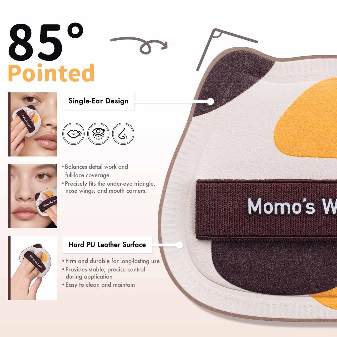 Tricolor Cat Puffs, Makeup Sponges Set, Dry&Wet Dual-Use Foundation Sponge, Expands 1.3x When Wet for Cream Foundation/Liquid Blush/Highlighter,2pcs Puffs & Storage Case