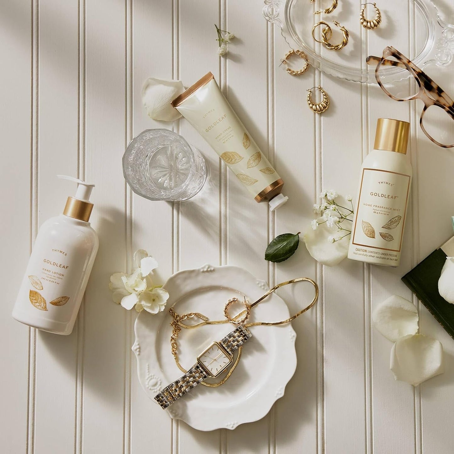 Thymes Goldleaf Perfumed Body Crème - Moisturizing Body Cream - Shea Butter Body Lotion with Vitamin E, jojoba Oil, and Honey for Skin Care Routine - Body and Hand Lotion for Women & Men (9.25 fl oz)