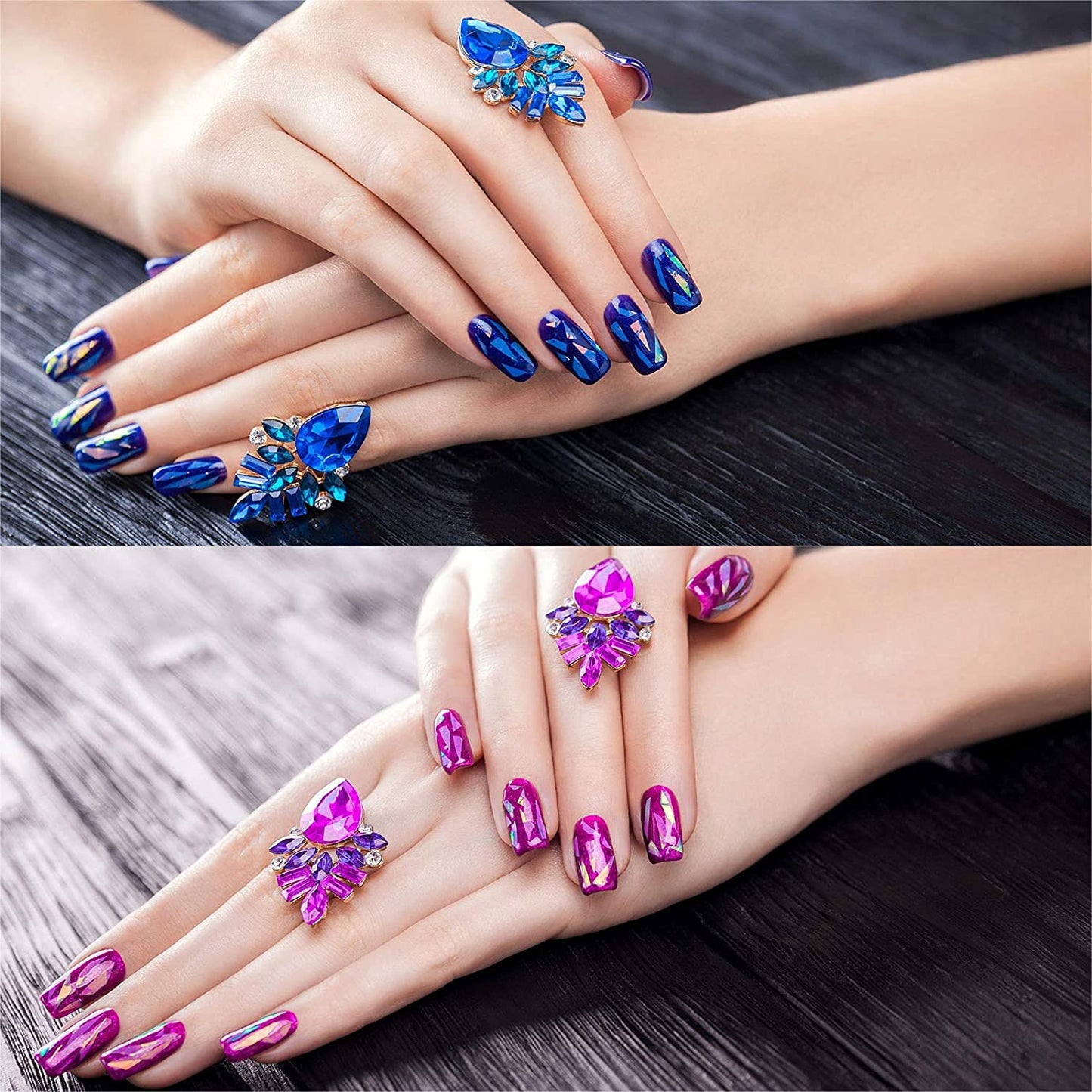 100 Pieces Iridescent Nail Art Glass Paper Cellophane Holographic DIY Mixed Colors Broken Glass Paper Reflective Mirror Foils Nail Art Stickers Dichroic Film Designs