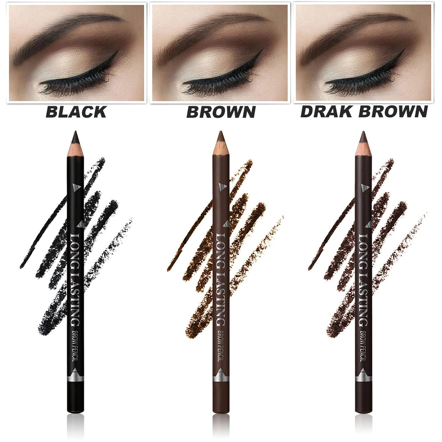 12 Pcs Brown Eyebrow Pencil Eyeliner Makeup，Soft Textured，Easy to Color，Long Lasting，Waterproof Eyebrow Pen for Fills in Sparse Areas and Gaps，Create a Natural Eye Brow