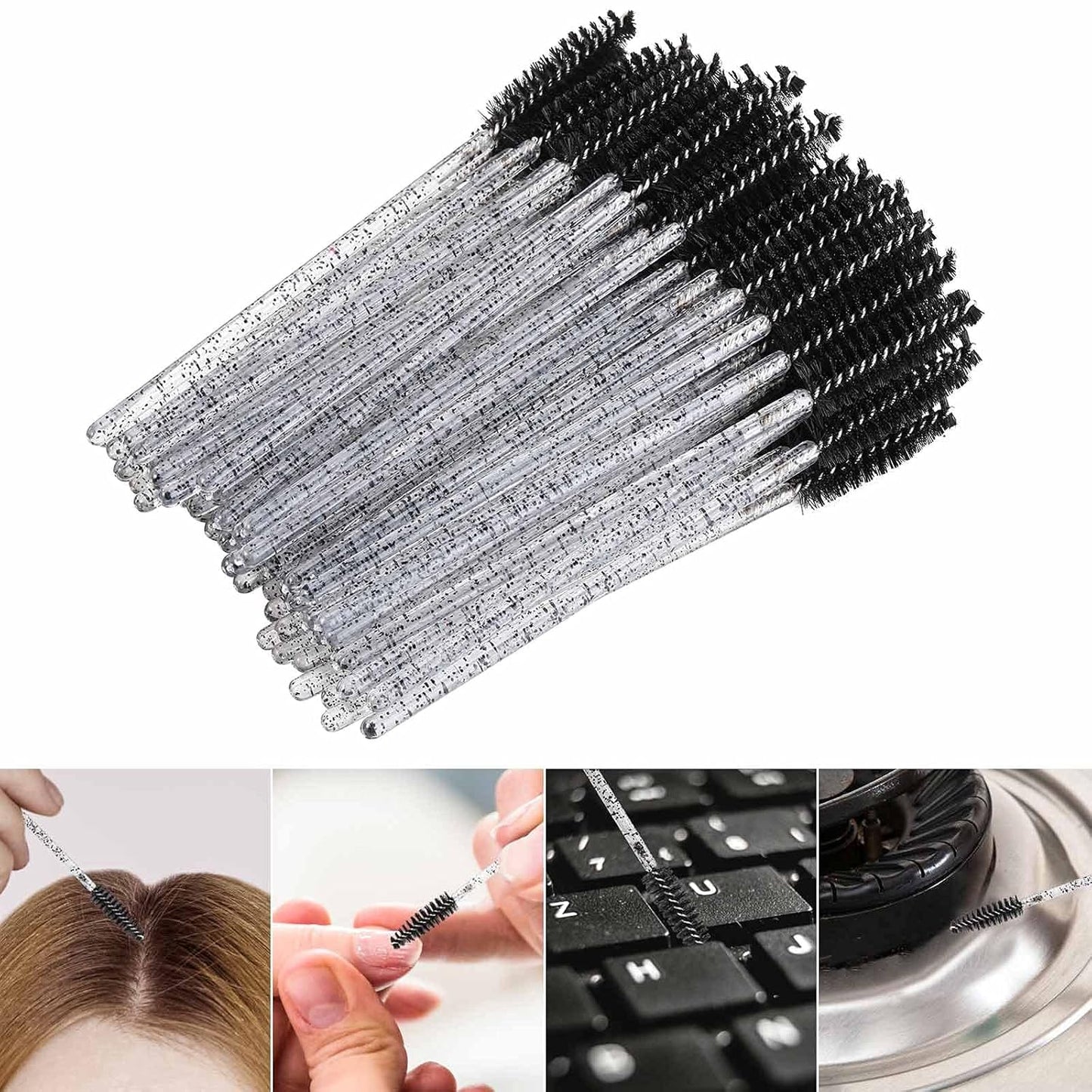 Tbestmax 1000 Disposable Mascara Wands Eyelash Brush Spoolies for Eyebrow Eye Lash Extension Black