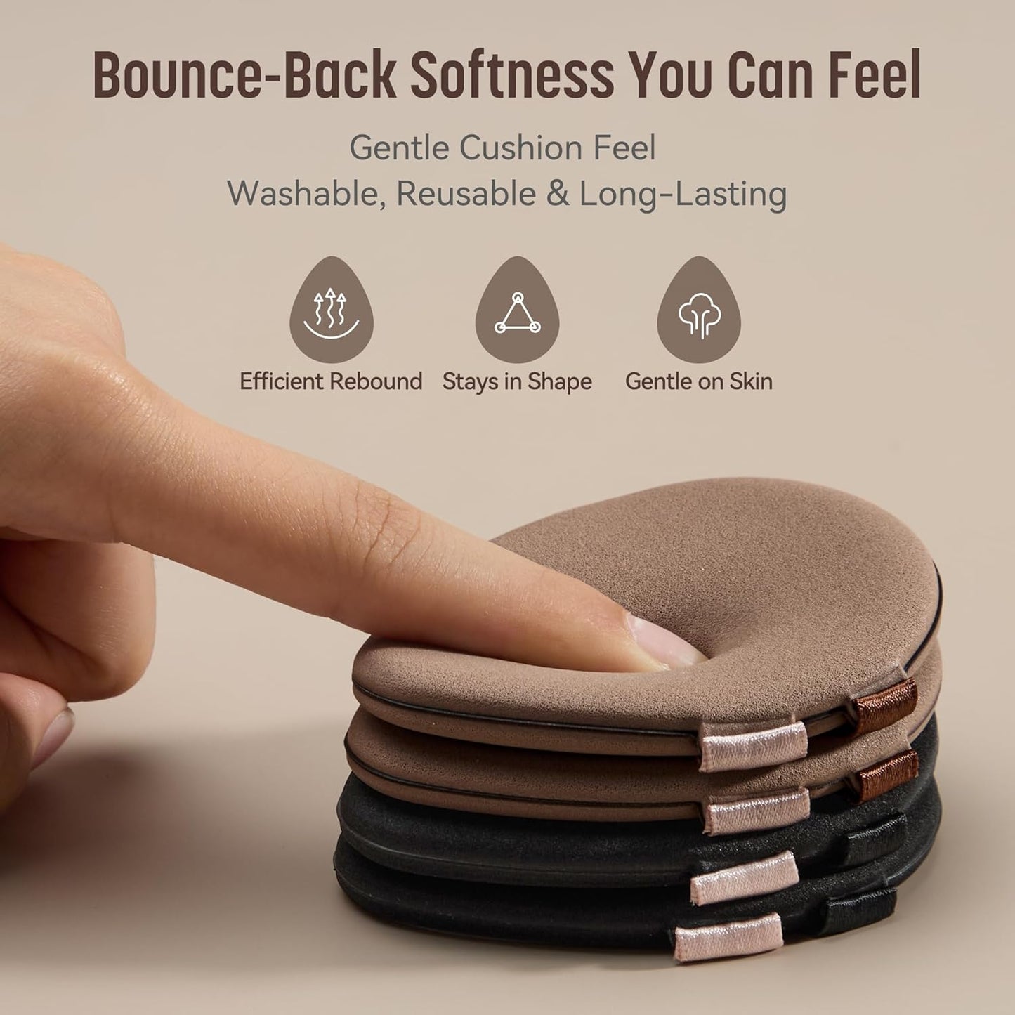 Makeup Sponge Set, GloréBrochas 4PCS Micro Porous Foundation Sponge, Latex-Free PU Makeup Puff, Low Absorption 3.2 Inch Soft Dual-Sided Foundation Puff, Individually Wrapped