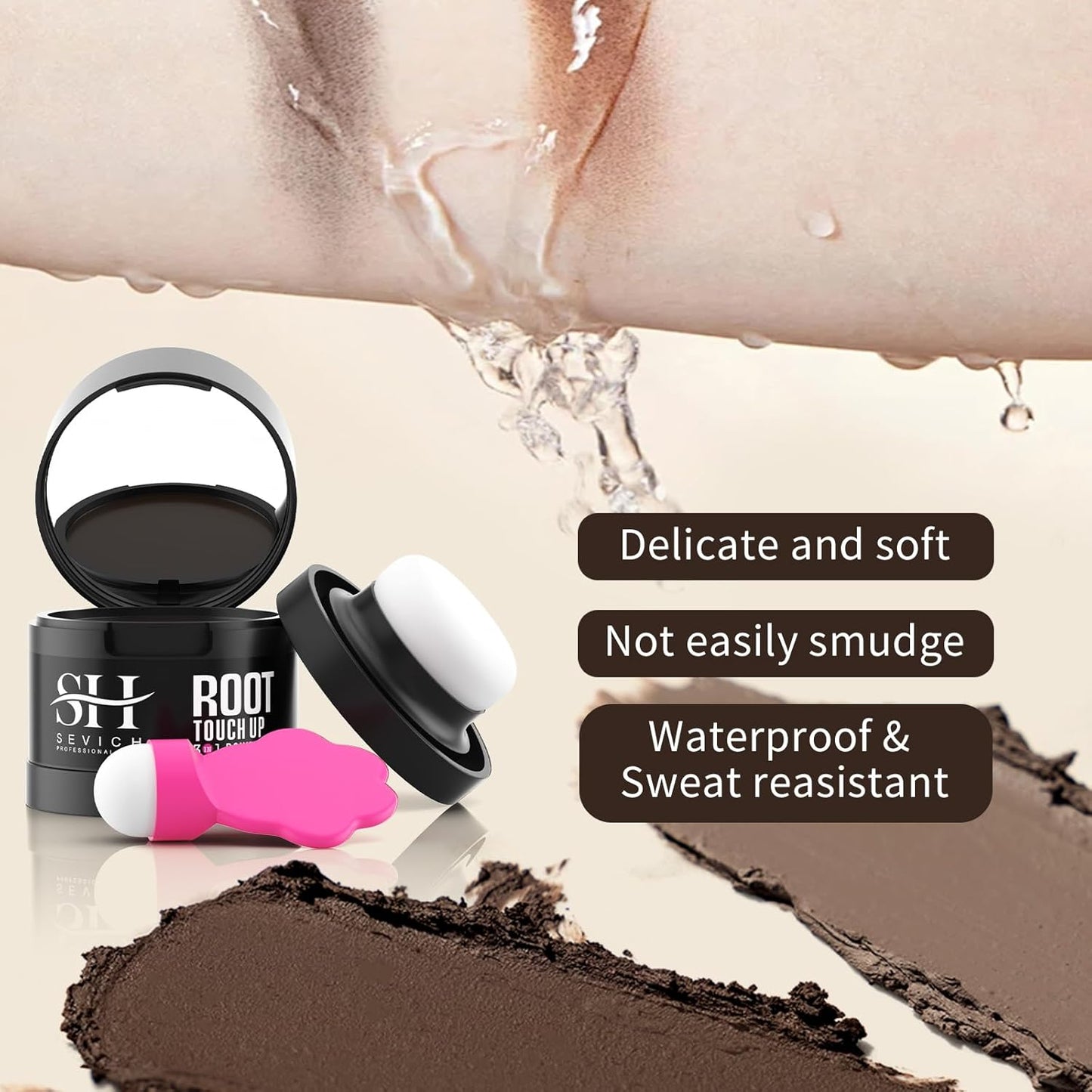 Sevich Hairline Powder 2.0，Instantly Conceals Hair Loss, Root Touch up Powder, Hair Shadow Toppers for Women & Men Thinning Gray Hair, Windproof & Sweatproof, 48H Makeup Lasting, Medium brown